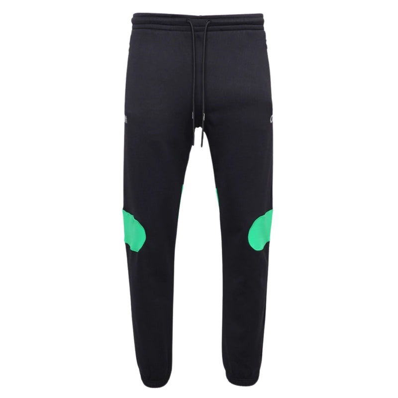 Off-White Green Diag Outline Design Cuffed Black Sweatpants S