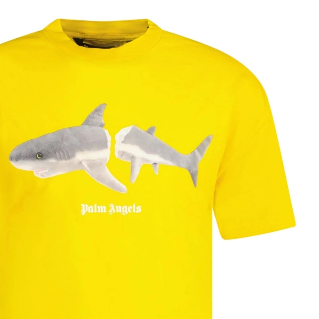 Palm Angels Classic Shark Design Yellow T-Shirt XS