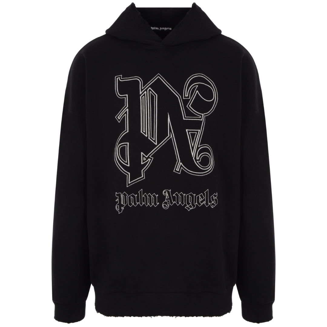 Palm Angels Monogram Statement Logo Black Hoodie S