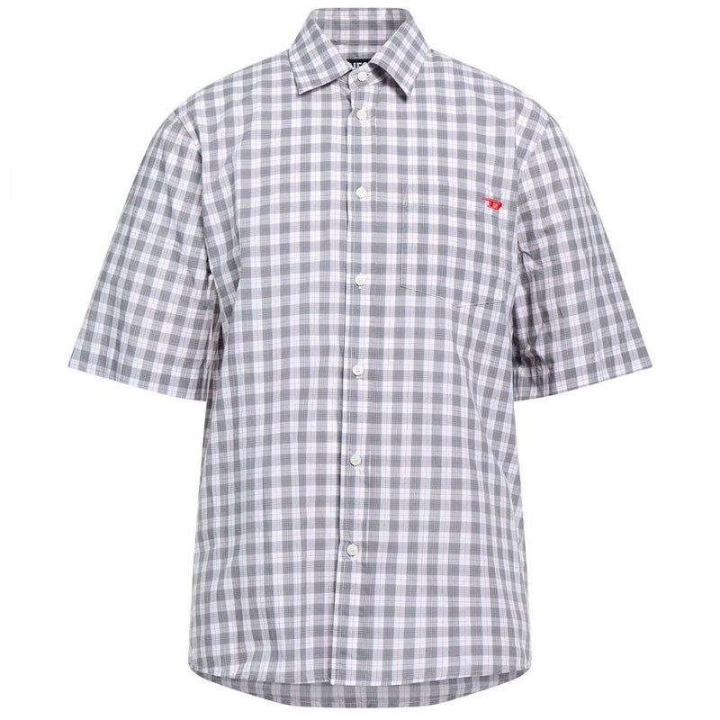 Diesel Short Sleeve Grey Check Shirt S