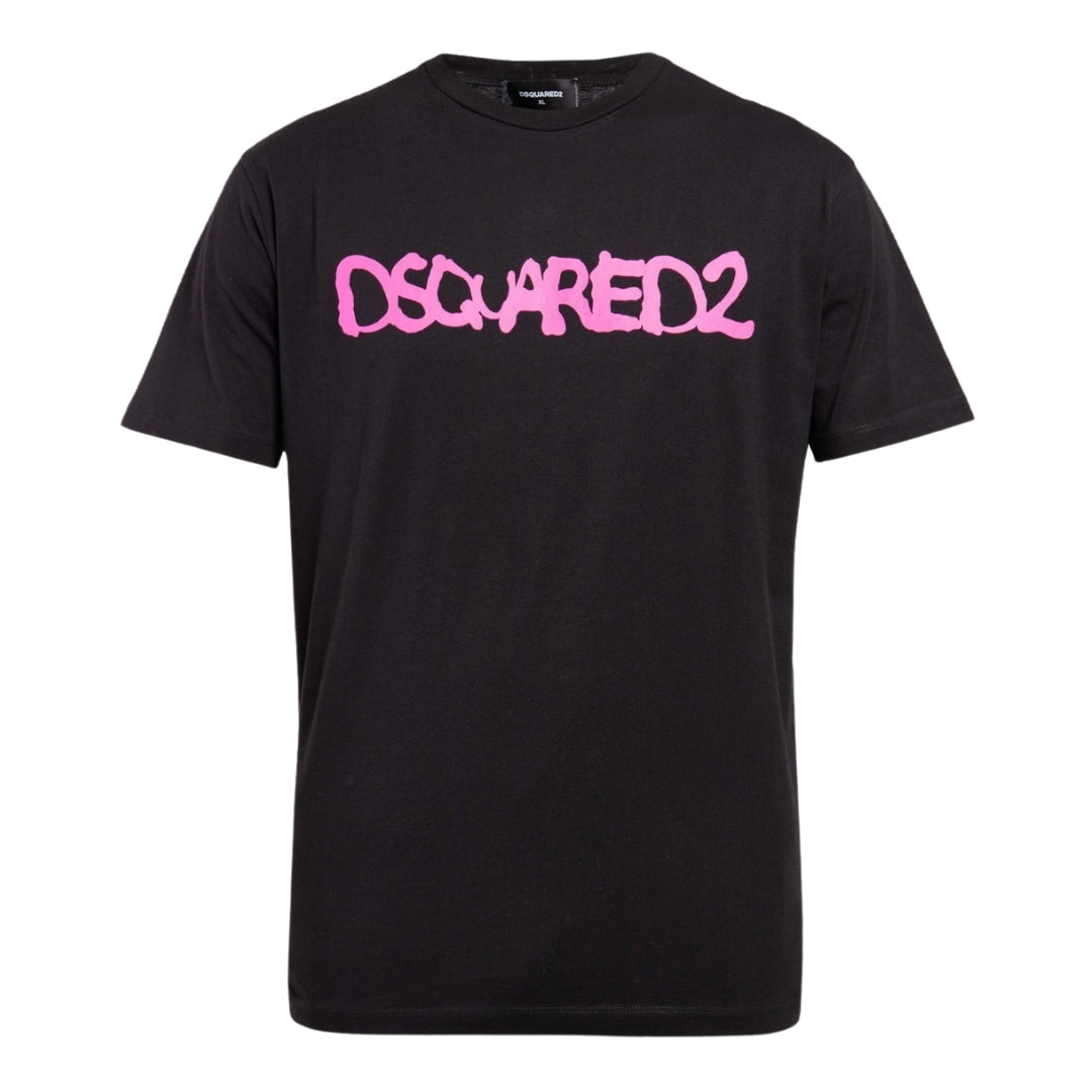 Dsquared2 Cool Fit Scribble Spray Logo Black T-Shirt XS