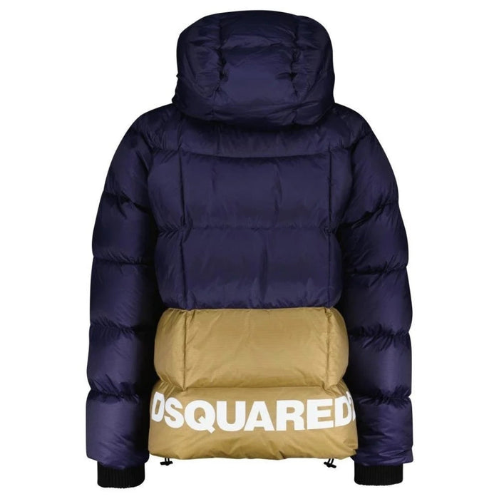 Dsquared2 Printed Logo Navy Blue Hooded Down Jacket M