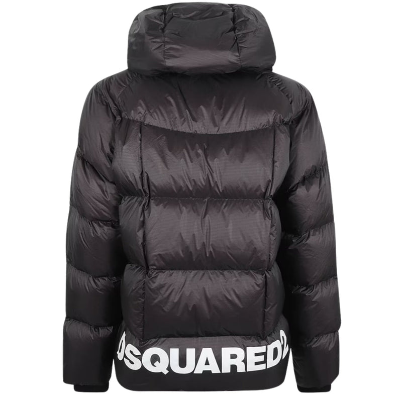 Dsquared2 Printed Logo Black Hooded Down Jacket M