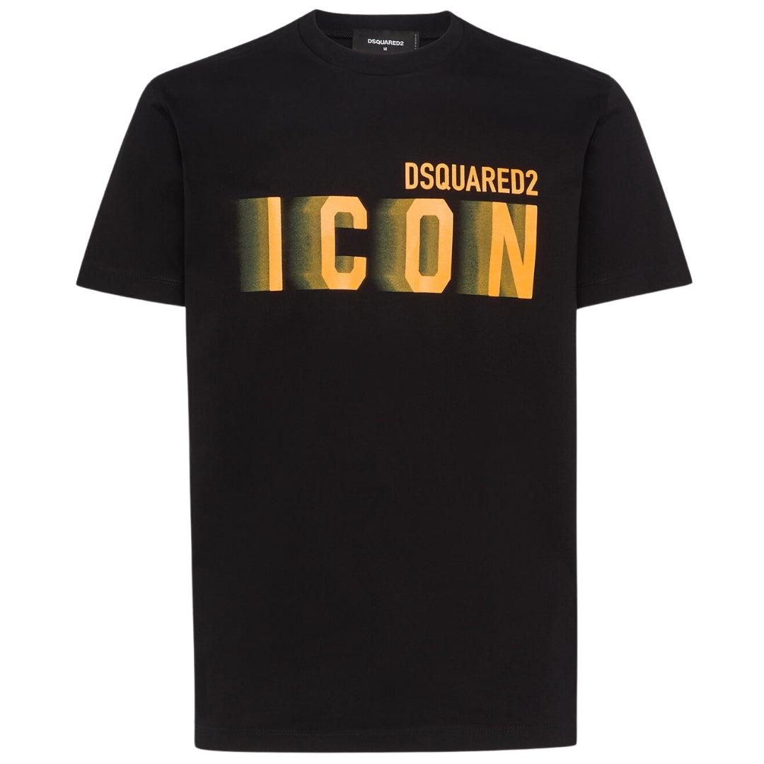 Dsquared2 Cool Fit Orange Blur Icon Logo Black T-Shirt S