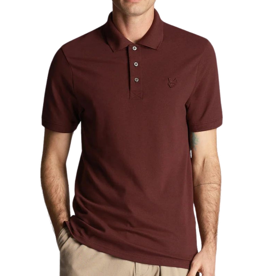 Lyle & Scott Tonal Eagle Burgundy Polo Shirt