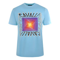 Cavalli Class Asymmetric Box Design Light Blue T-Shirt