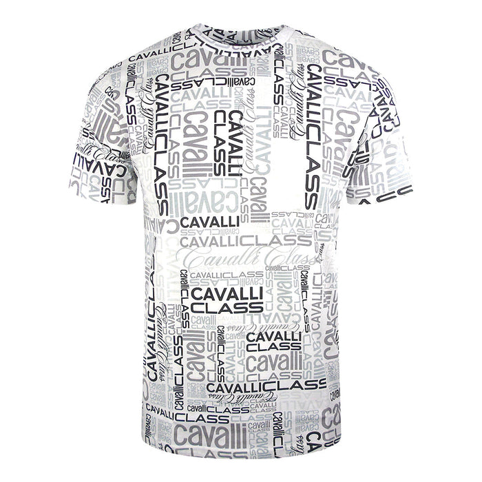 Cavalli Class Multi Logo White T-Shirt