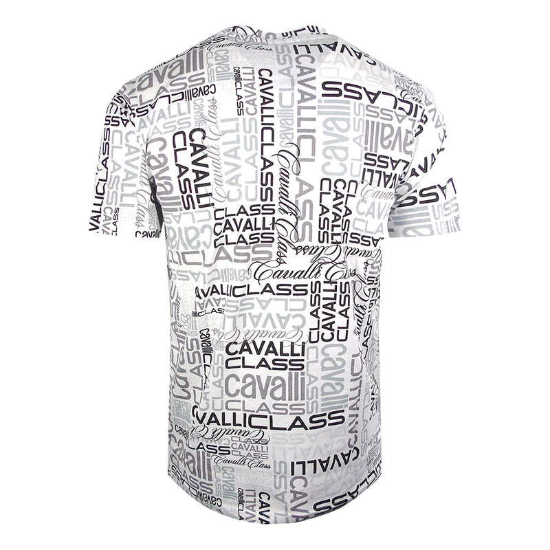 Cavalli Class Multi Logo White T-Shirt