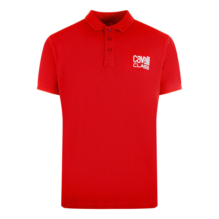 Cavalli Class Bold Logo Red Polo Shirt M