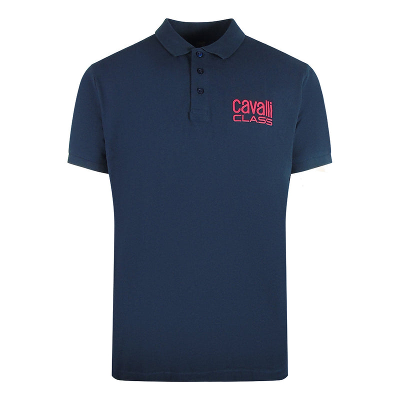 Cavalli Class Bold Logo Navy Blue Polo Shirt M