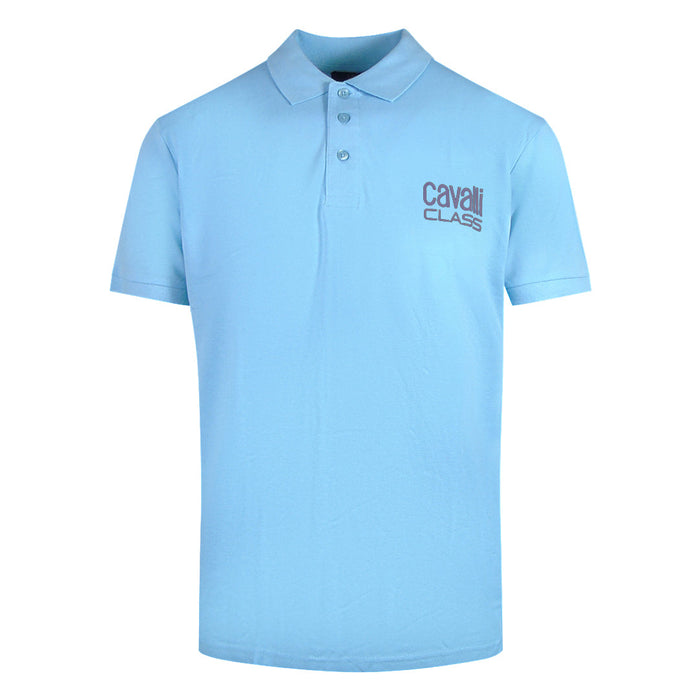 Cavalli Class Bold Logo Light Blue Polo Shirt M