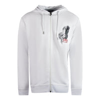 Cavalli Class Large Tiger Design White Zip-Up Hoodie M