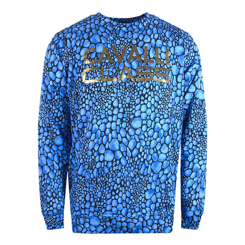 Cavalli Class Leopard Print Blue Sweatshirt M