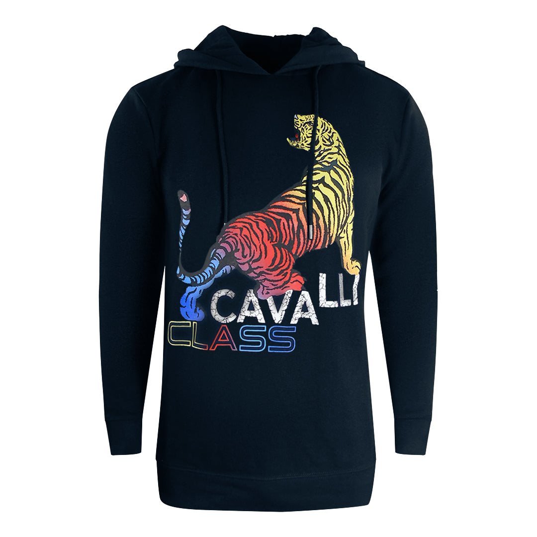 Cavalli Class Bold Tiger Logo Navy Blue Hoodie M