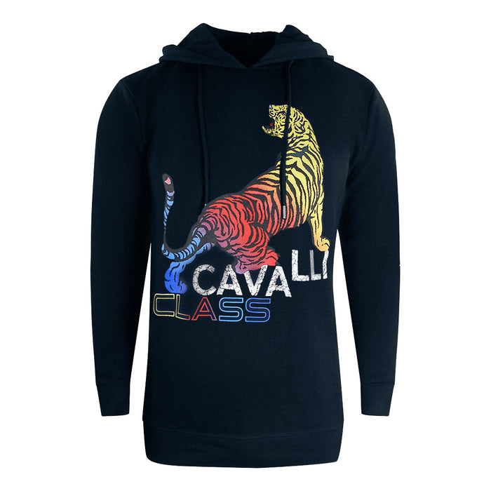 Cavalli Class Bold Tiger Logo Navy Blue Hoodie M