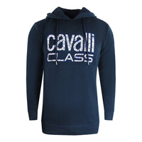 Cavalli Class Floral Logo Navy Blue Hoodie M