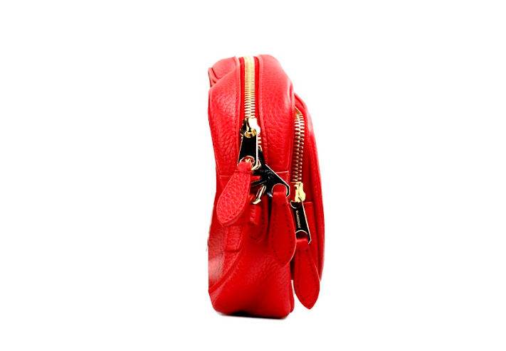 Kleine Burberry-Umhängetasche aus genarbtem Leder mit Markenlogo in leuchtendem Rot