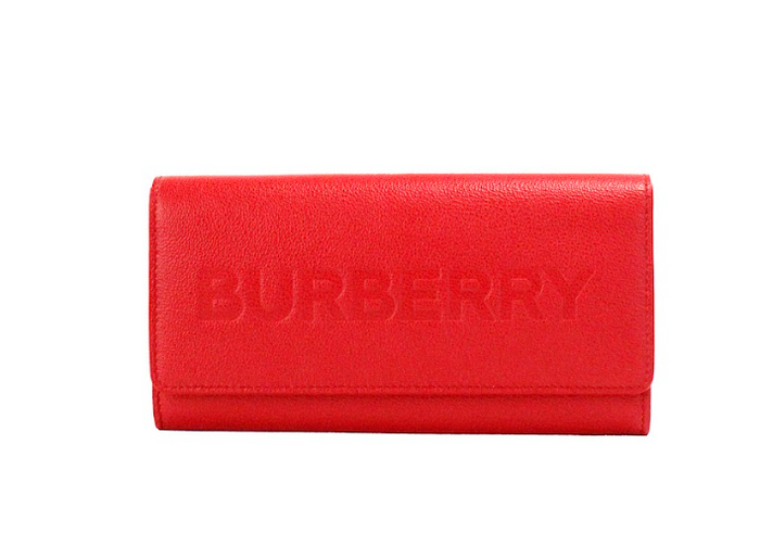 Burberry Porter – Rote Clutch mit Überschlag aus genarbtem Leder mit Prägung