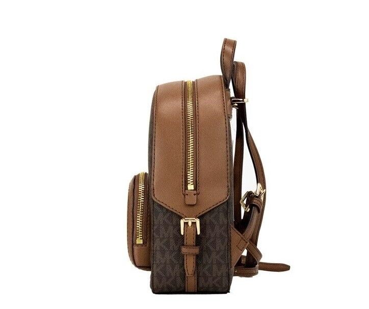 Michael Kors Jaycee Mini XS, Schulterrucksack aus PVC mit Reißverschlusstasche, Braun