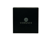 Versace Kartenetui aus mattiertem Glattleder mit Medusa-Kopf, Reißverschluss, Schwarz