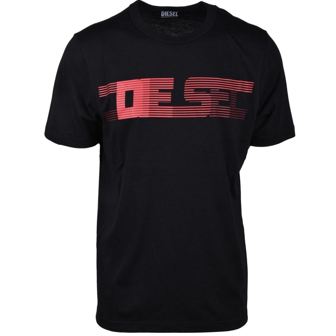 Diesel Striped Logo Black T-Shirt S