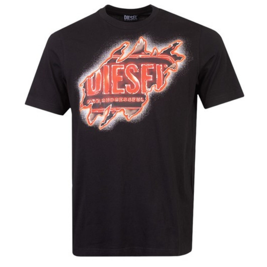 Diesel Peel Effect Logo Black T-Shirt S