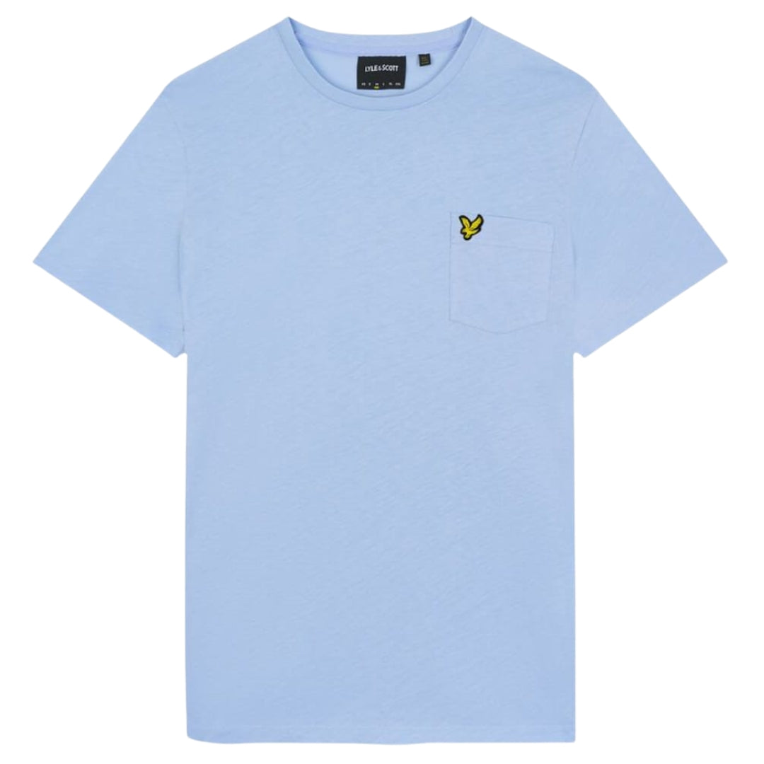 Lyle & Scott Branded Chest Logo Pocket Light Blue T-Shirt