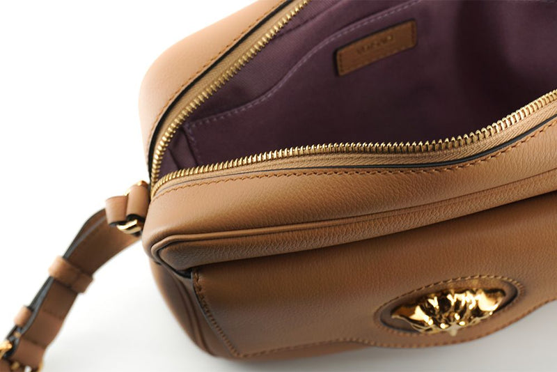 Versace – Elegante Kameratasche aus braunem Leder, Umhängetasche