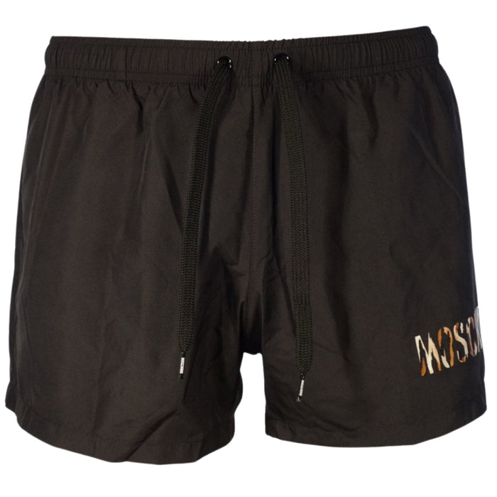 Moschino Small Leopard Print Design Black Short Swim Shorts XS