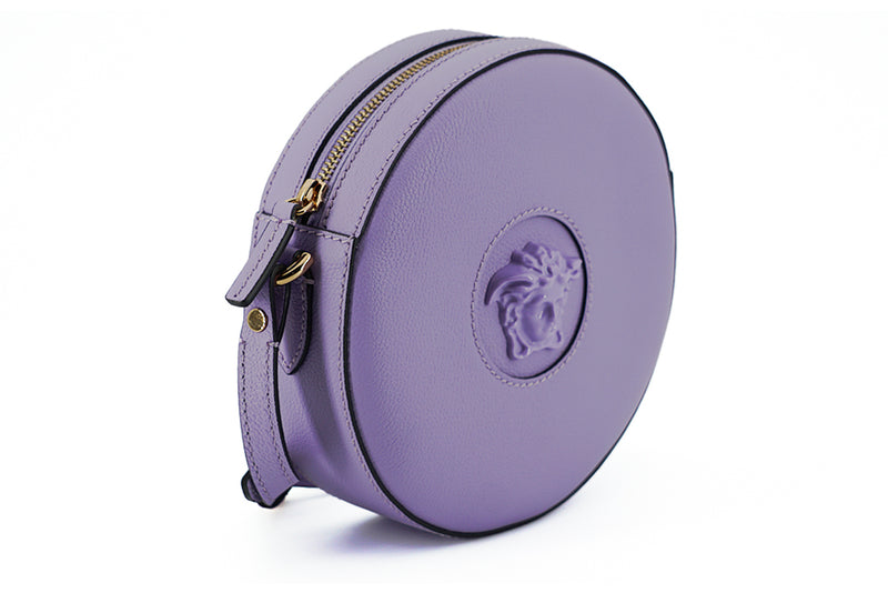 Elegante, runde Umhängetasche in Lila von Versace