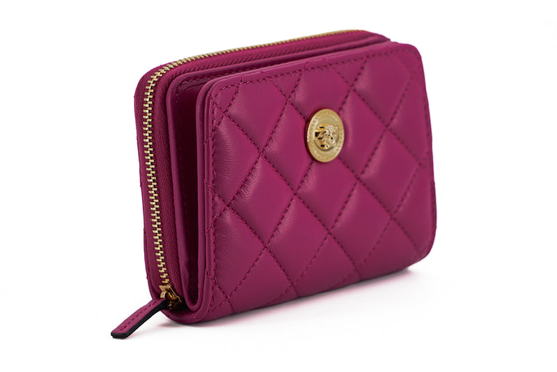 Versace – Elegante, lilafarbene Geldbörse aus gestepptem Leder