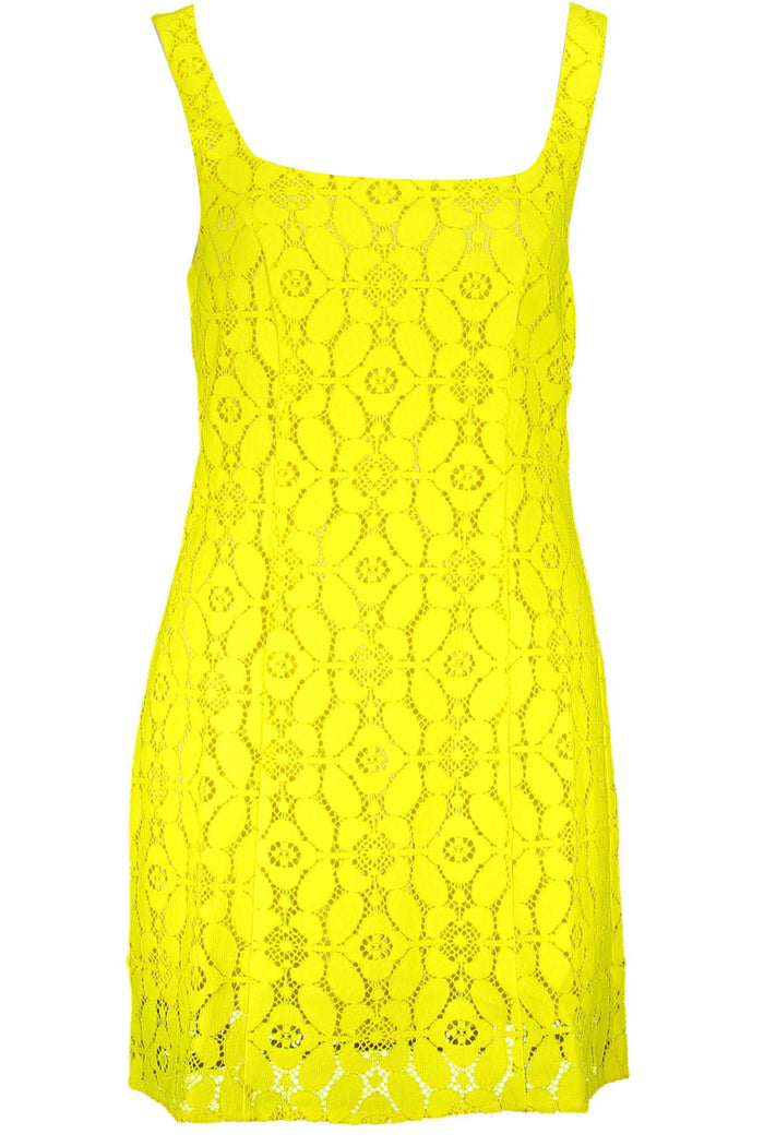 Desigual Schickes, ärmelloses Kleid mit eckigem Ausschnitt in Gelb