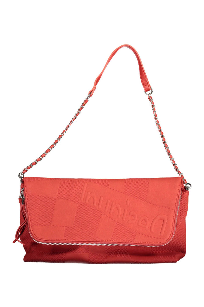 Desigual – Schicke Handtasche aus Polyurethan mit mehreren Fächern, Rot