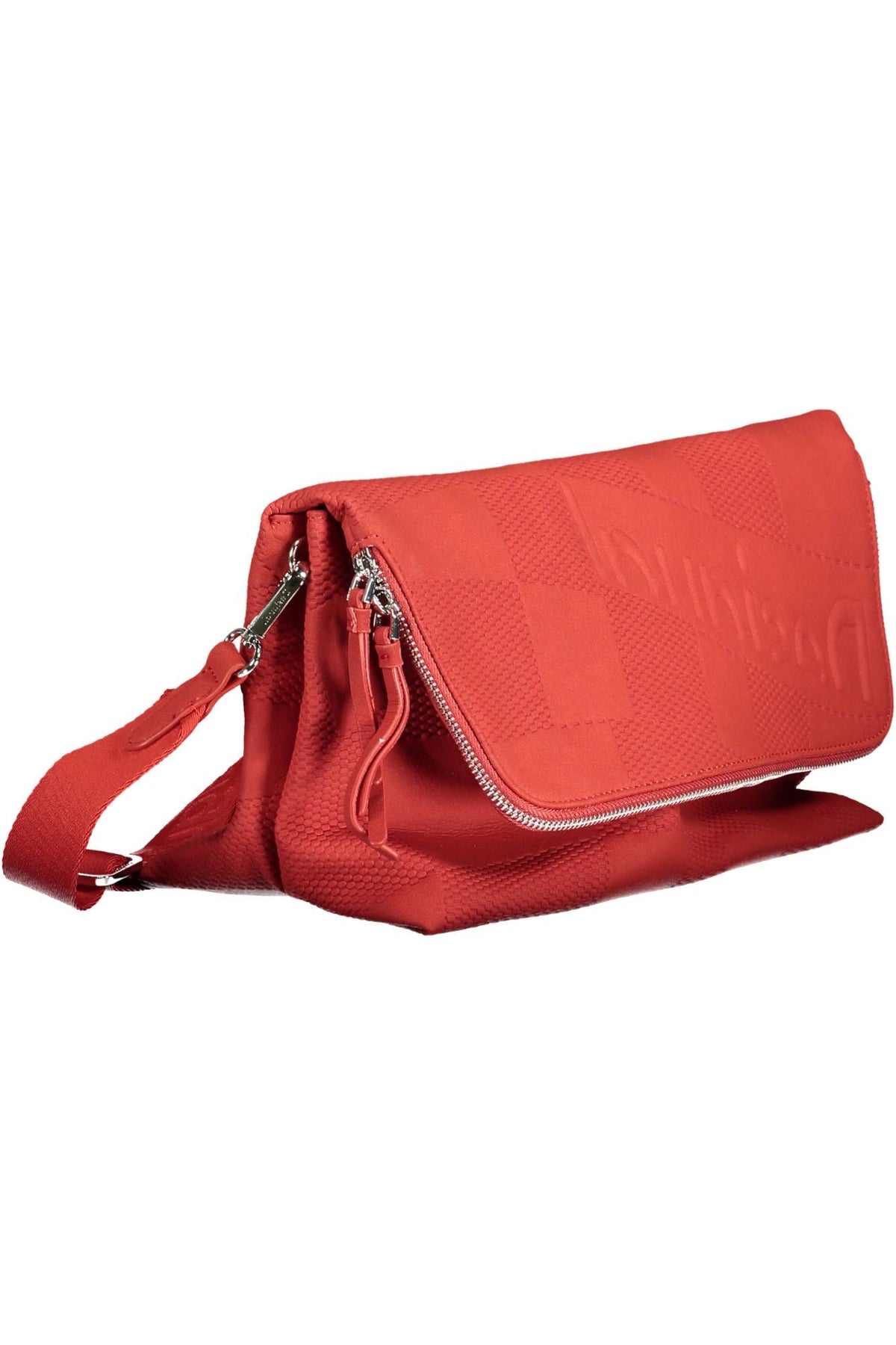 Desigual – Schicke Handtasche aus Polyurethan mit mehreren Fächern, Rot