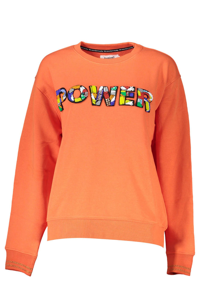 Desigual – Leuchtendes Orange-Sweatshirt mit schickem Logo-Detail