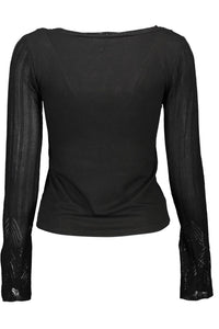 Desigual – Schickes schwarzes Hemd mit V-Ausschnitt und Spitzenakzent