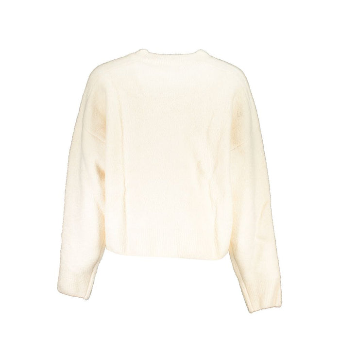 Desigual – Schicker, weißer, bestickter Pullover mit Rundhalsausschnitt