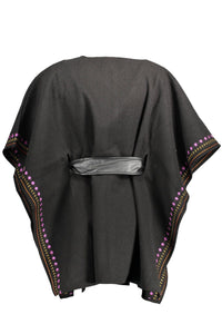Desigual – Eleganter schwarzer Poncho mit kontrastierenden Details