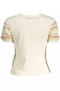 Schickes weißes T-Shirt mit Desigual-Print und kontrastierenden Akzenten