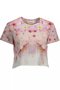 Desigual – Schickes, rosa besticktes Baumwoll-T-Shirt