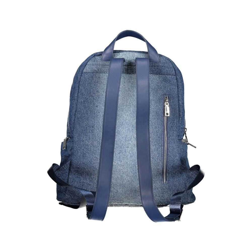 Desigual – Schicker, bestickter, blauer Rucksack mit kontrastierenden Details