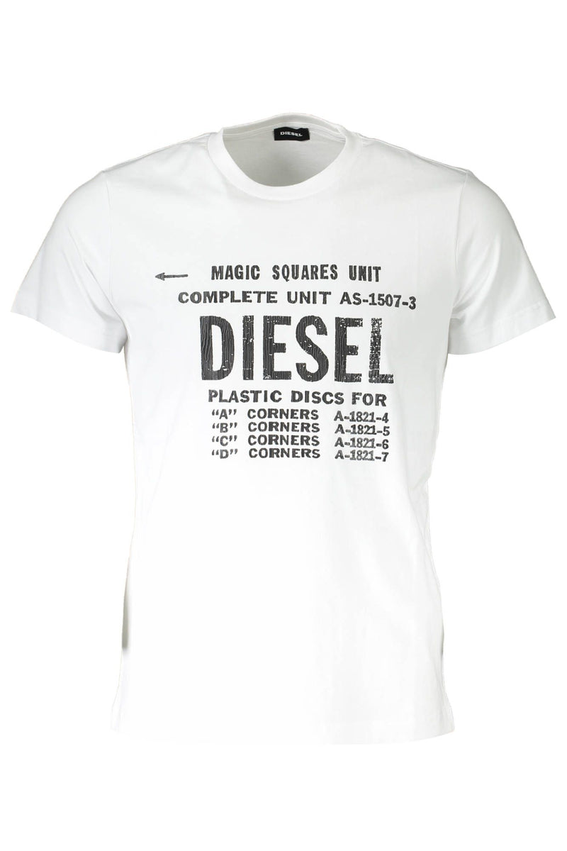 Diesel Sleek White Printed Crew Neck Tee