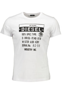 Diesel Sleek White Crew Neck Tee with Iconic Print
