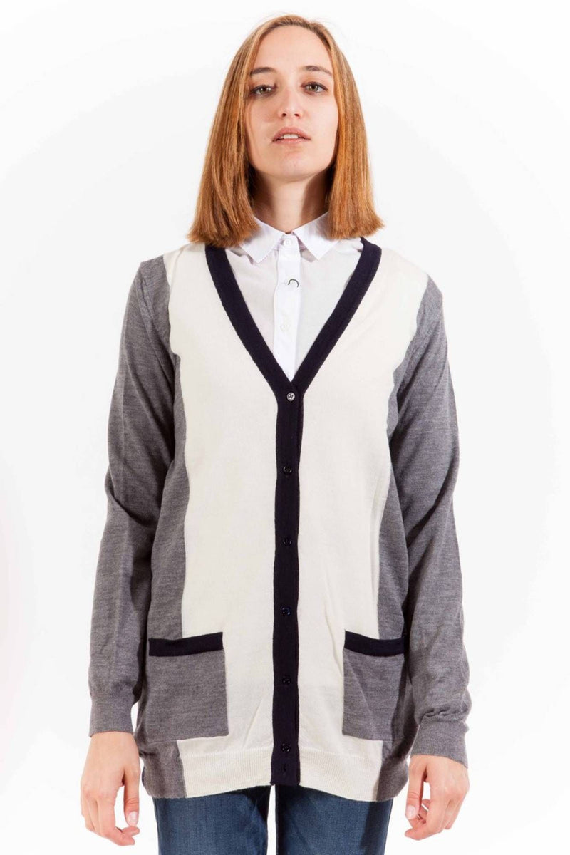 Gant Chic – Langärmlige Strickjacke aus Wolle in Grau