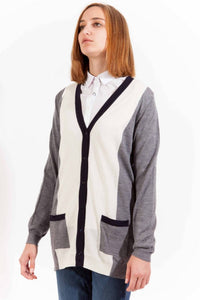 Gant Chic – Langärmlige Strickjacke aus Wolle in Grau