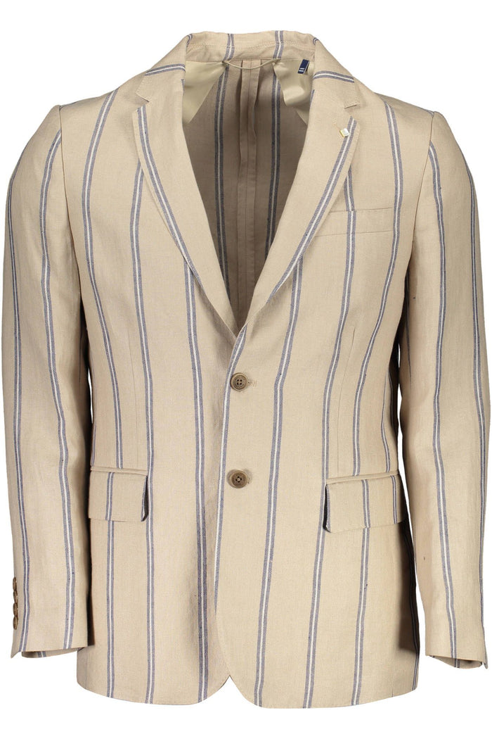 Gant – Klassische, einreihige Jacke aus Leinen in Beige