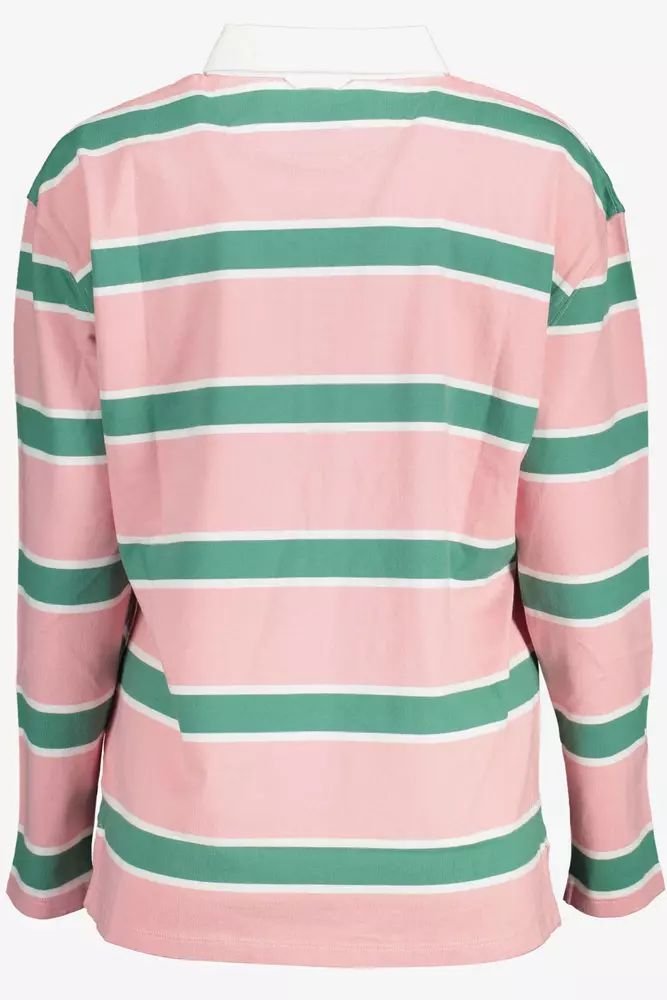 Gant Elegantes Langarm-Poloshirt in Rosa mit kontrastierenden Details
