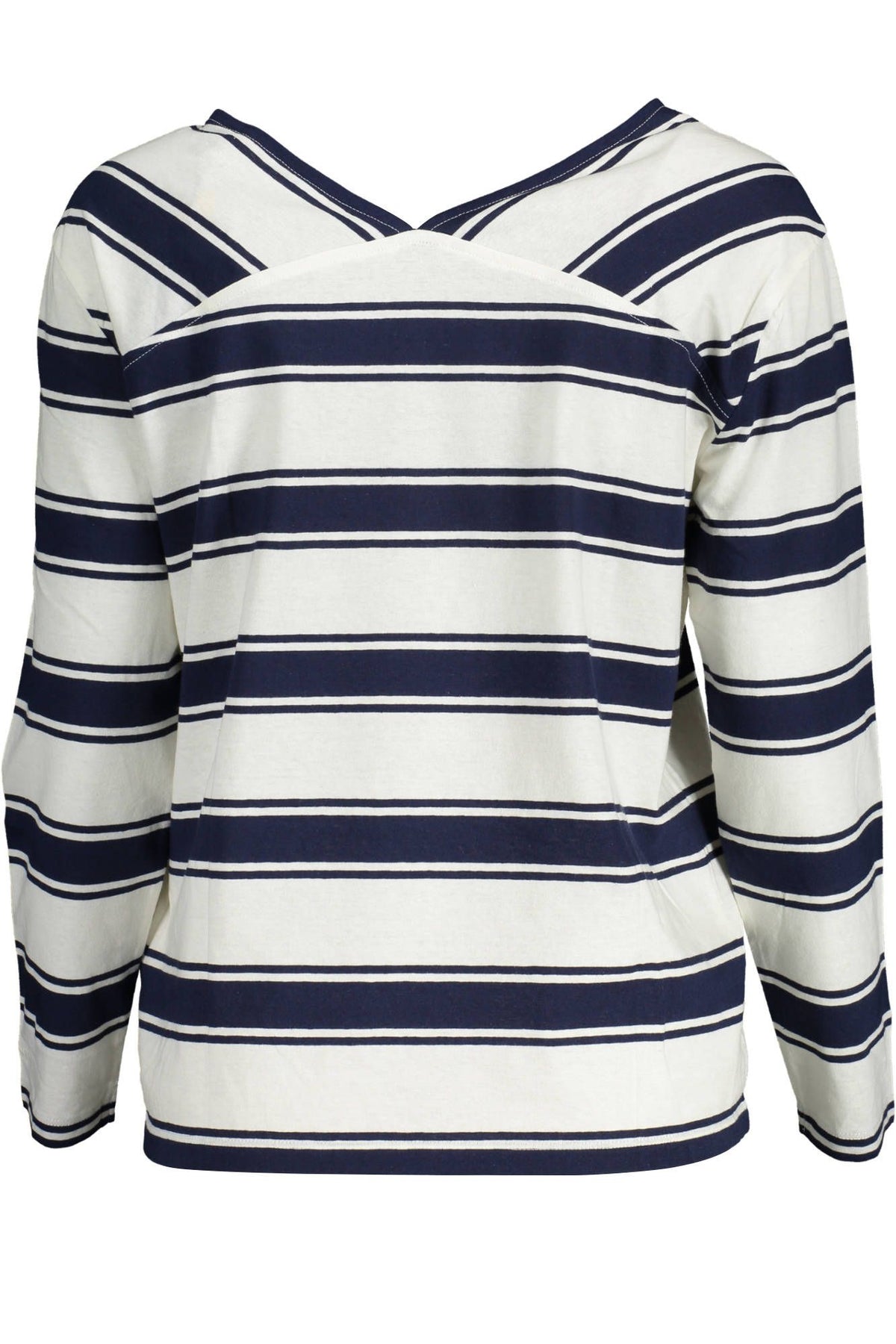 Gant Chic Long-Sleeved White Cotton Tee with V-Neck Detail