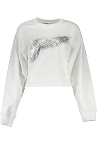 Guess Jeans Chic White Cotton Sweatshirt with Logo Print