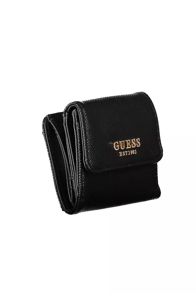 Guess Jeans – Elegante schwarze Polyethylen-Geldbörse mit Logo